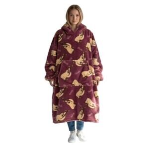 RARE Y2K Sloth Blanket Hoodie Women Sz XL Purple Fluffy Plush Oversized Pocket